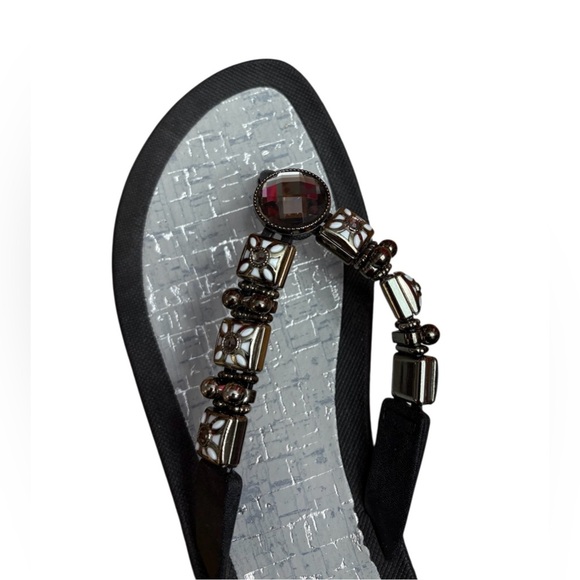 NEW, Grandco, Jeweled Wedge Sandals, Size 9, Black - Picture 6 of 9